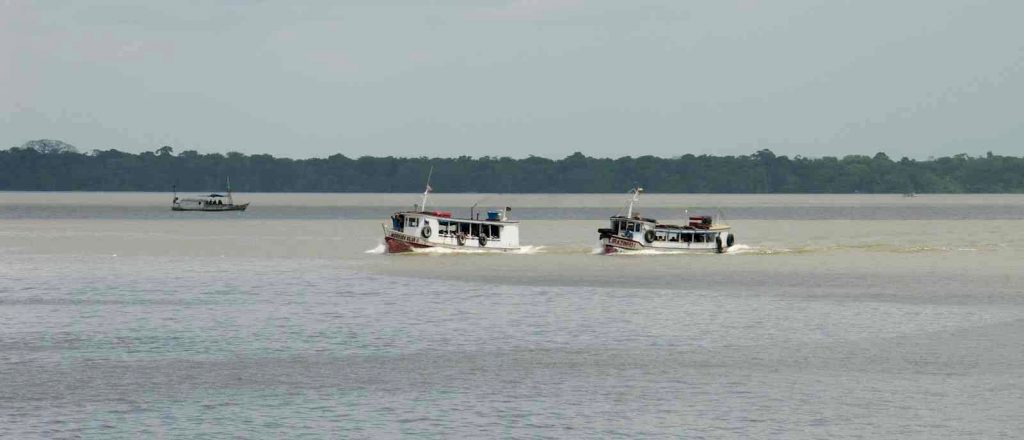 Two boats on the river on the way to Belém. 