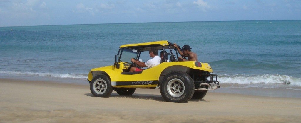 Tourist driven buggy speeding towards Canoa Quebrada!