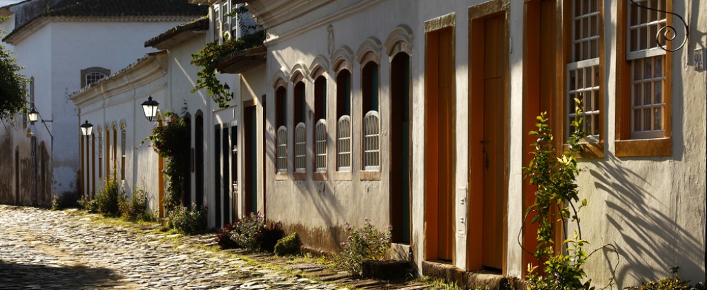 Beautiful cobbled street in Paraty. 