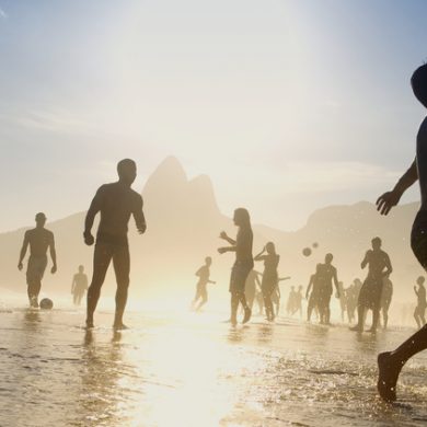 Football on Copacabana beach.