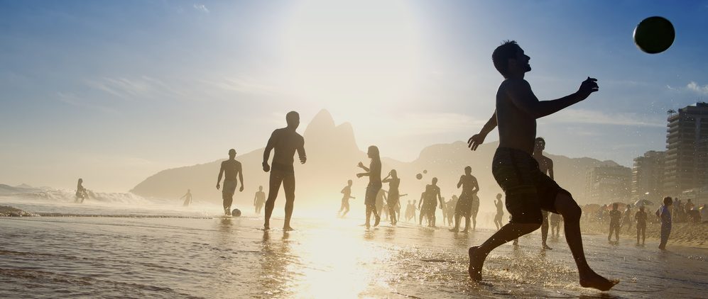 Football on Copacabana beach.