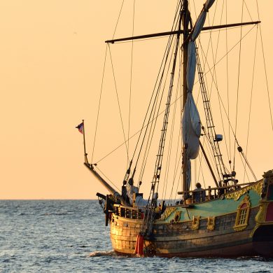 A colonial Portuguese ship at Sea.