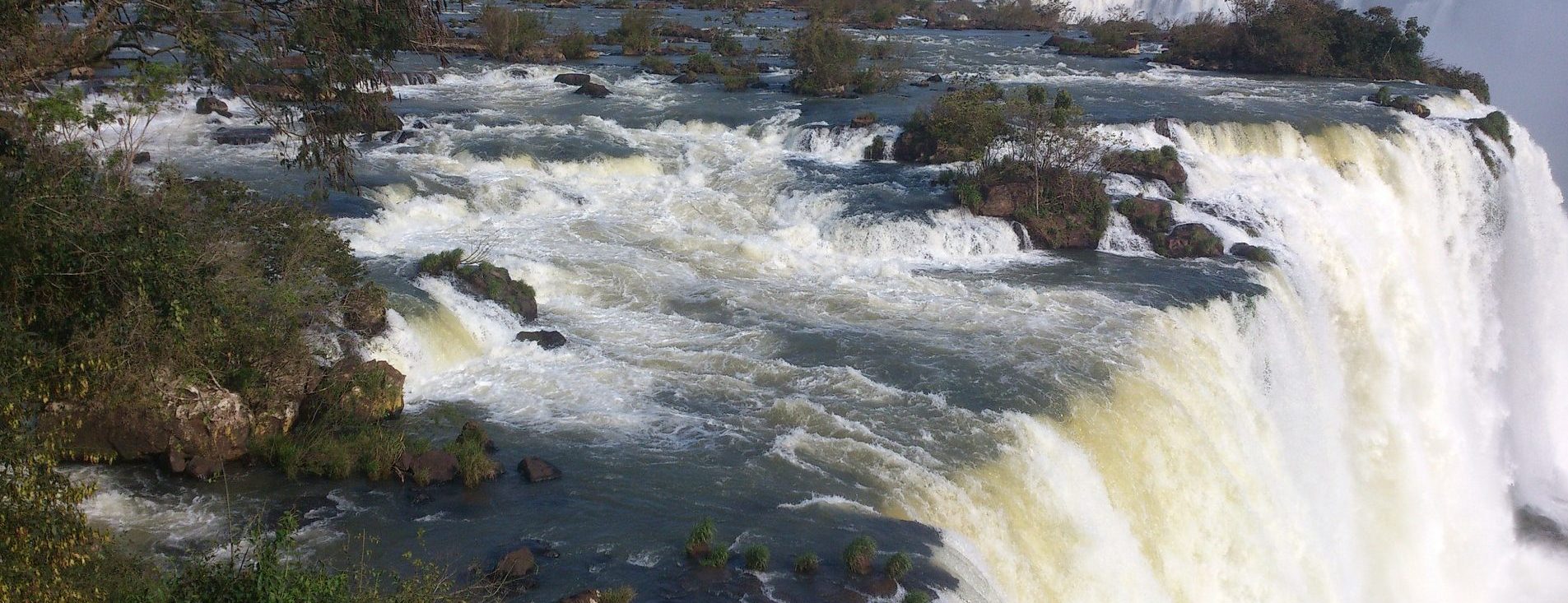 A close up of one of the waterfalls at Iguazu.