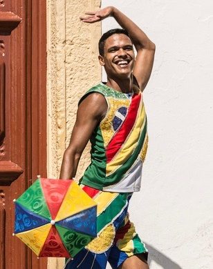 Man dances to Frevo at carnval in Recife and Olinda.