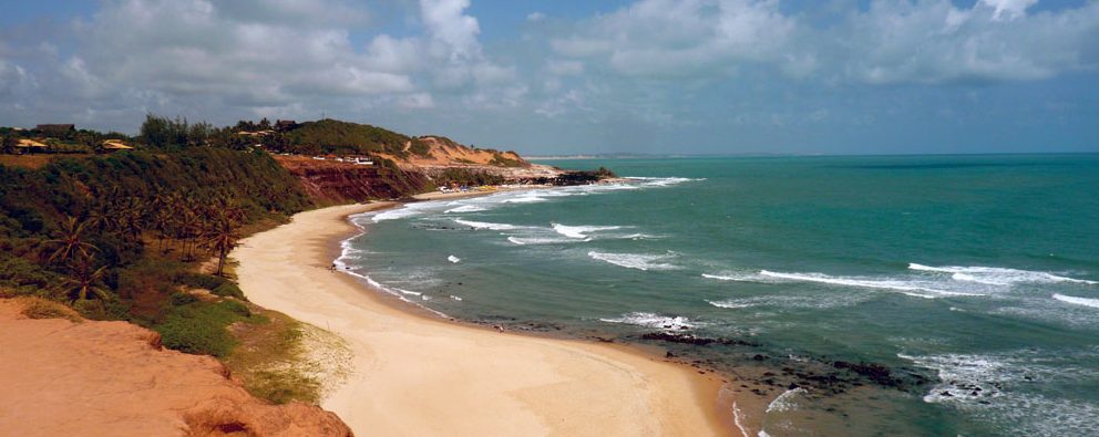 Pipa a small town in the Northeast of Brazil - the beautiful beach with the waves lapping the shore. 