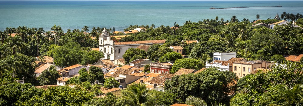 Aerial view of olinda and the sea. 