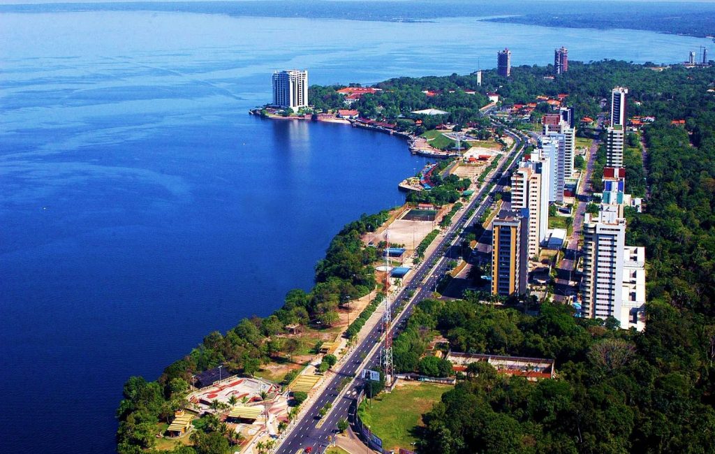 Helicopter view of Manaus. 