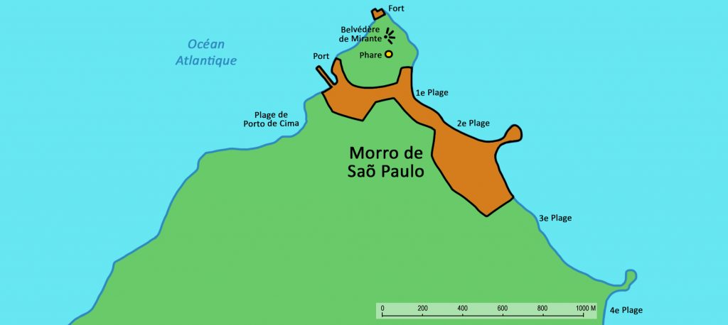 Map highlighting where Morro de Sao Paulo Bahia is on the coast.