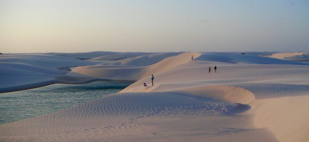The sun begins to set on the Lençois desert. 