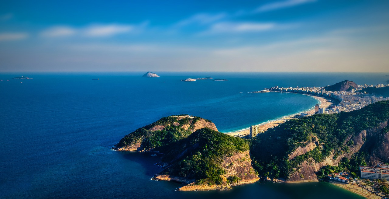A view of Copacabana from Sugarloaf mountain in mountain.