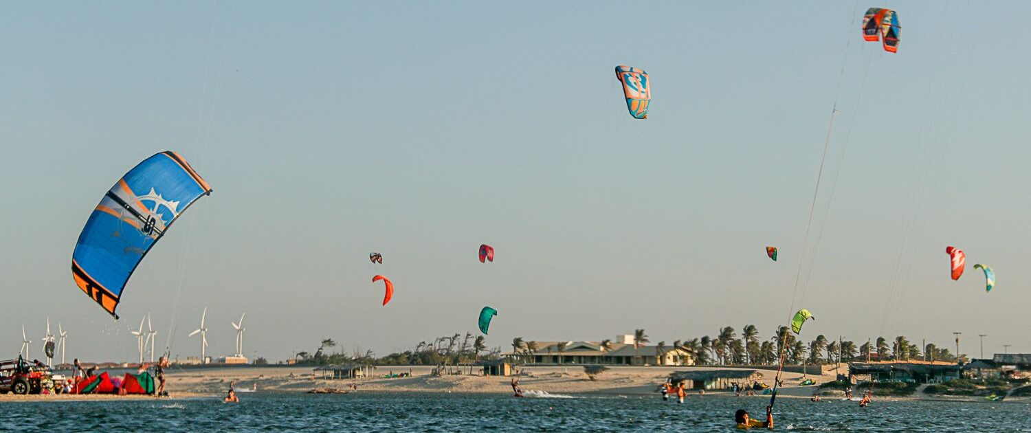 The sky filled with kites.