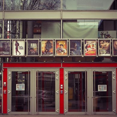 Facade of contemporary cinema in Brazil.