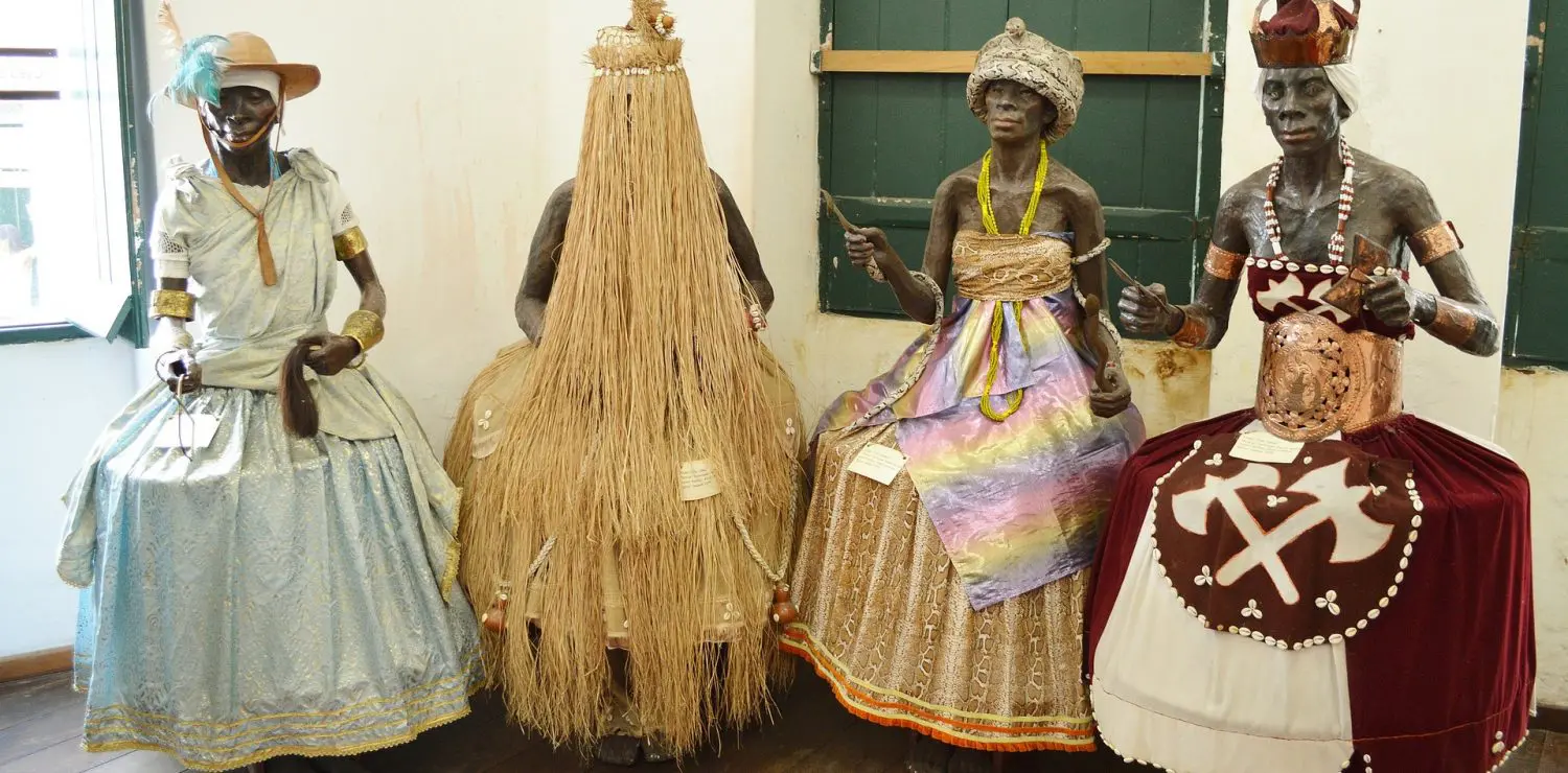 Four statues of Candomble Orixais.