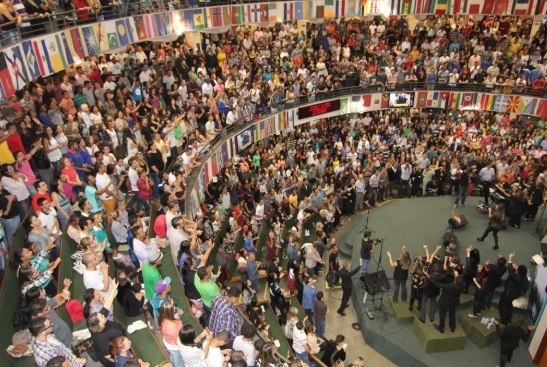 Aerial shot of a neo-pentecostal church.