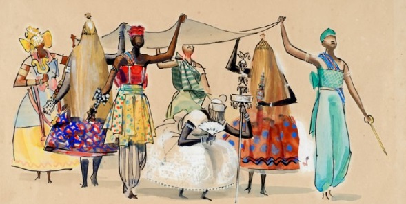 Painting depicting a Candomble procession.