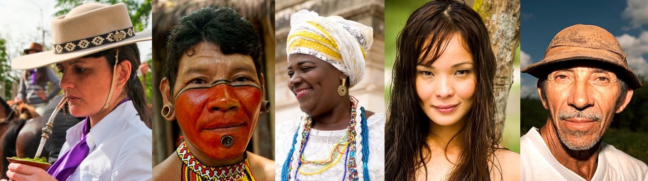 Different ethnicities of Brazilian people together.