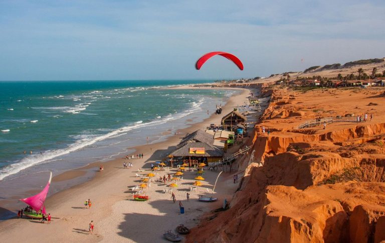 The beach of Canoa Quebrada in Ceará Brazil 