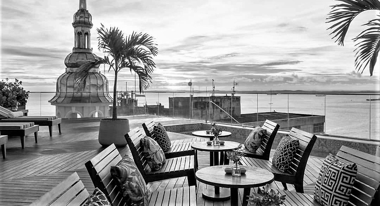 Outside Fera Palace in Black and White.