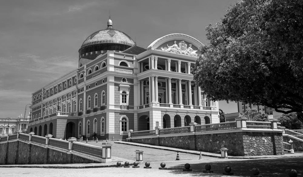 Black and White of theater Amazonas in Manaus.