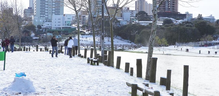 Snow in Brazil - People out playing in the snow in Brazil.
